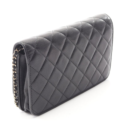 マトラッセ ココロック チェーンウォレット キャビアスキン ブラック ゴールド金具 シャネル バッグ CHANEL