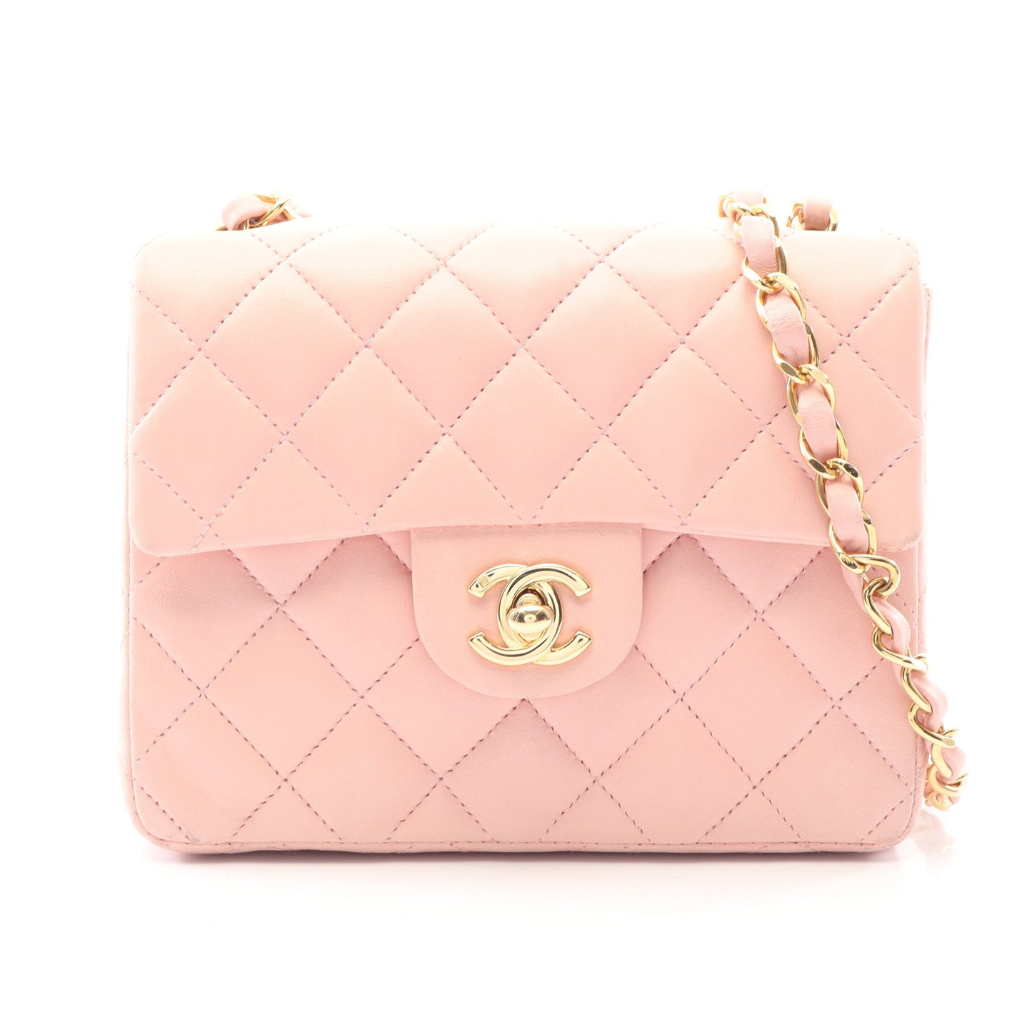ミニマトラッセ チェーンショルダーバッグ ラムスキン ライトピンク ゴールド金具 シャネル バッグ CHANEL