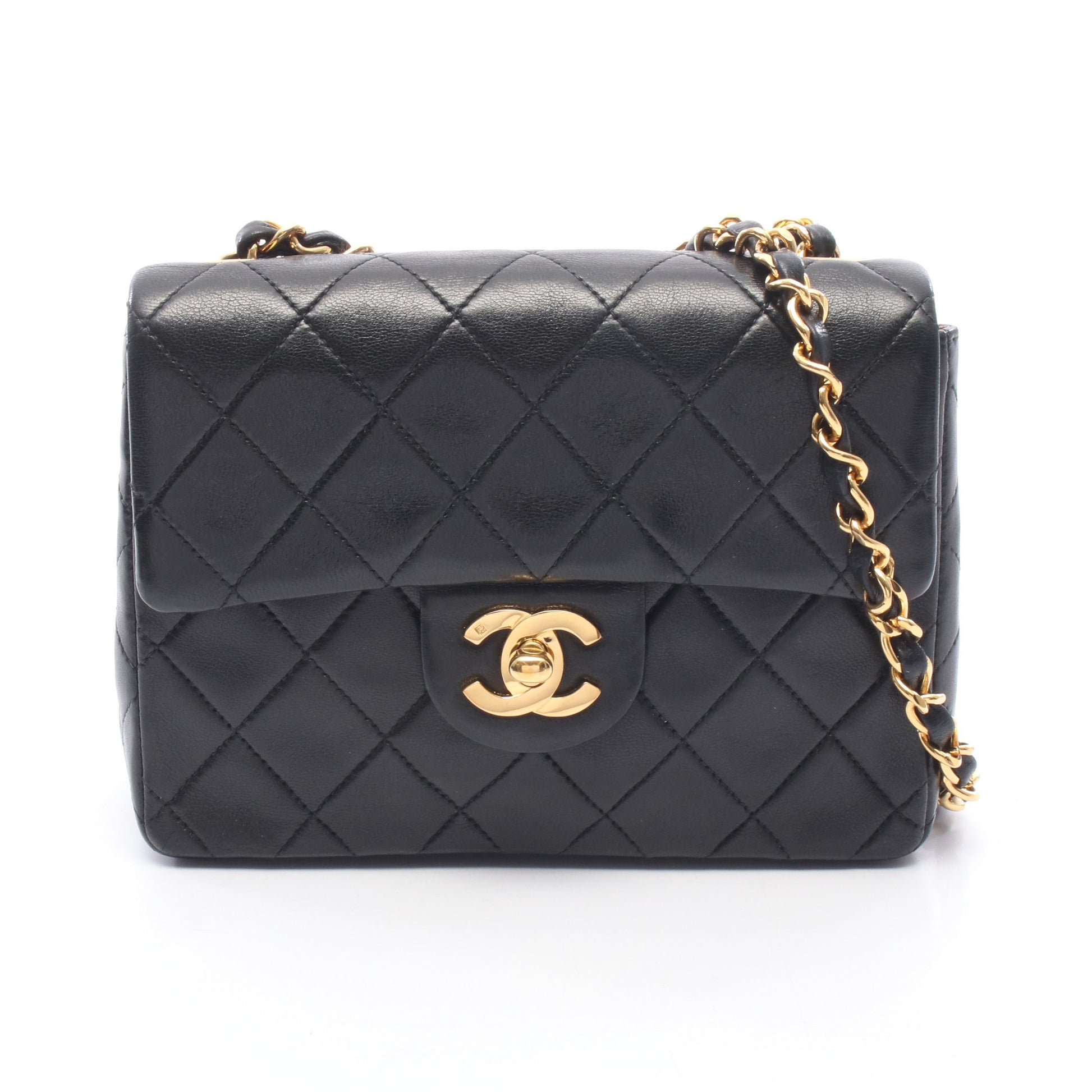 ミニマトラッセ チェーンショルダーバッグ ラムスキン ブラック ゴールド金具 シャネル バッグ CHANEL
