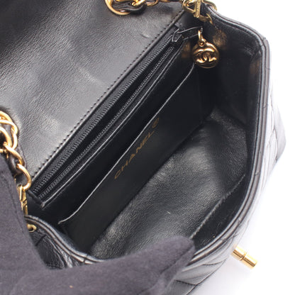 マトラッセ ミニ チェーンハンドバッグ ラムスキン ブラック ゴールド金具 シャネル バッグ CHANEL