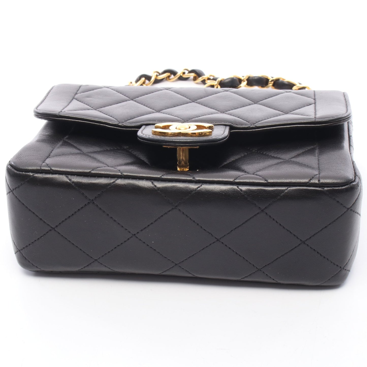 マトラッセ ミニ チェーンハンドバッグ ラムスキン ブラック ゴールド金具 シャネル バッグ CHANEL
