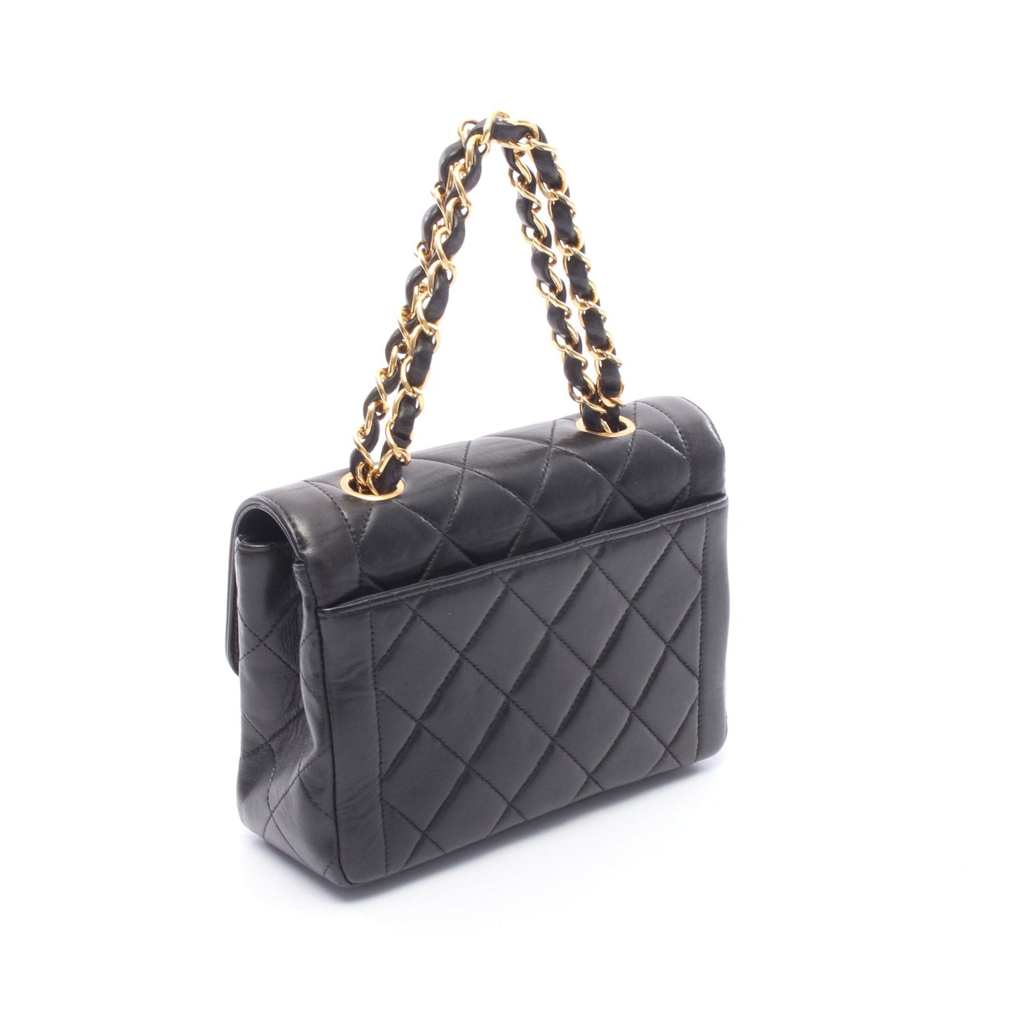 マトラッセ ミニ チェーンハンドバッグ ラムスキン ブラック ゴールド金具 シャネル バッグ CHANEL