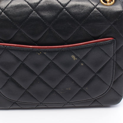 ミニマトラッセ チェーンショルダーバッグ ラムスキン ブラック レッド ゴールド金具 シャネル バッグ CHANEL