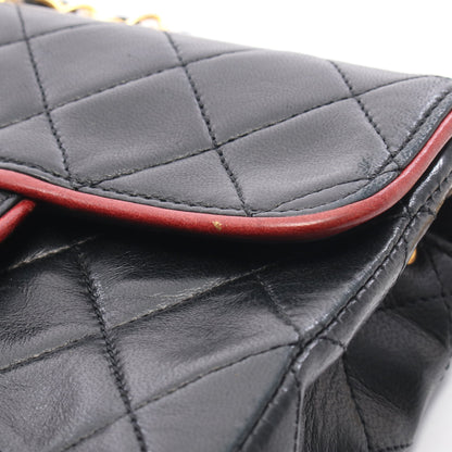 ミニマトラッセ チェーンショルダーバッグ ラムスキン ブラック レッド ゴールド金具 シャネル バッグ CHANEL