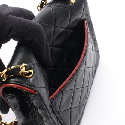 ミニマトラッセ チェーンショルダーバッグ ラムスキン ブラック レッド ゴールド金具 シャネル バッグ CHANEL