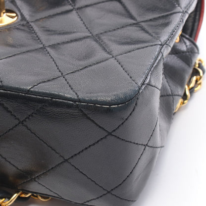 ミニマトラッセ チェーンショルダーバッグ ラムスキン ブラック レッド ゴールド金具 シャネル バッグ CHANEL
