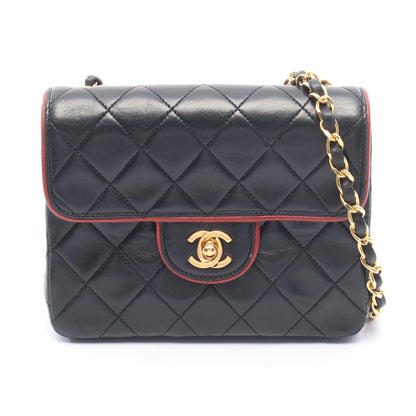 ミニマトラッセ チェーンショルダーバッグ ラムスキン ブラック レッド ゴールド金具 シャネル バッグ CHANEL