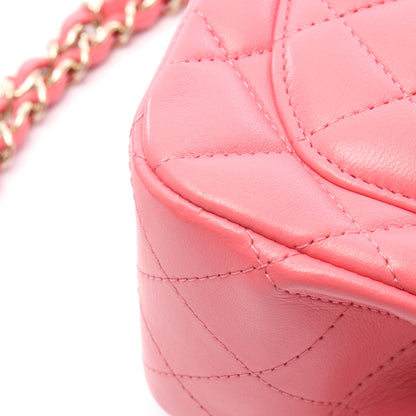 ミニマトラッセ チェーンショルダーバッグ ラムスキン ピンク ゴールド金具 シャネル バッグ CHANEL