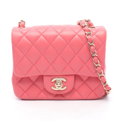 ミニマトラッセ チェーンショルダーバッグ ラムスキン ピンク ゴールド金具 シャネル バッグ CHANEL