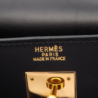 ケリー32 2WAY ハンドバッグ ボックスカーフ ブラック ゴールド金具 □D刻印 エルメス バッグ HERMES