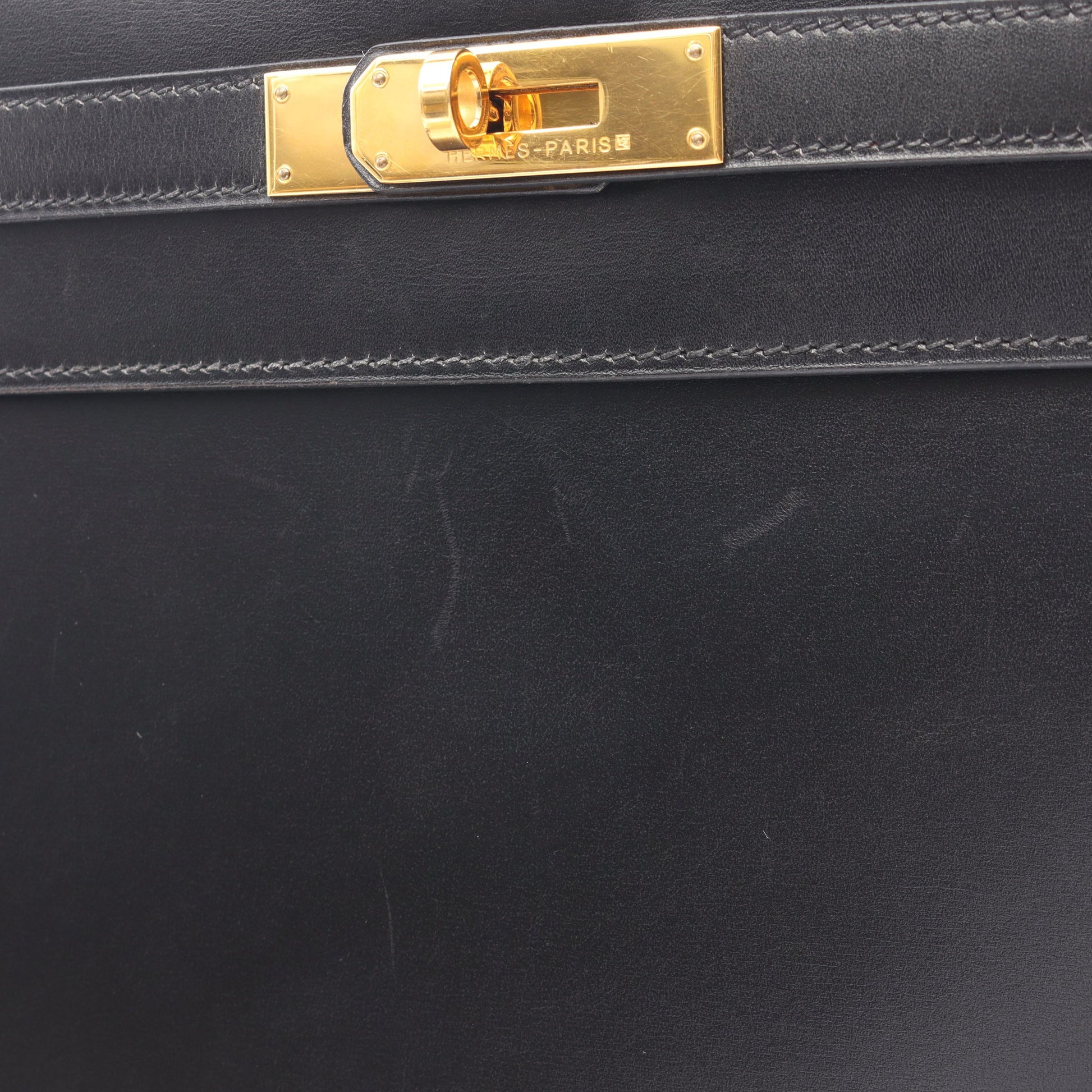 ケリー32 2WAY ハンドバッグ ボックスカーフ ブラック ゴールド金具 □D刻印 エルメス バッグ HERMES