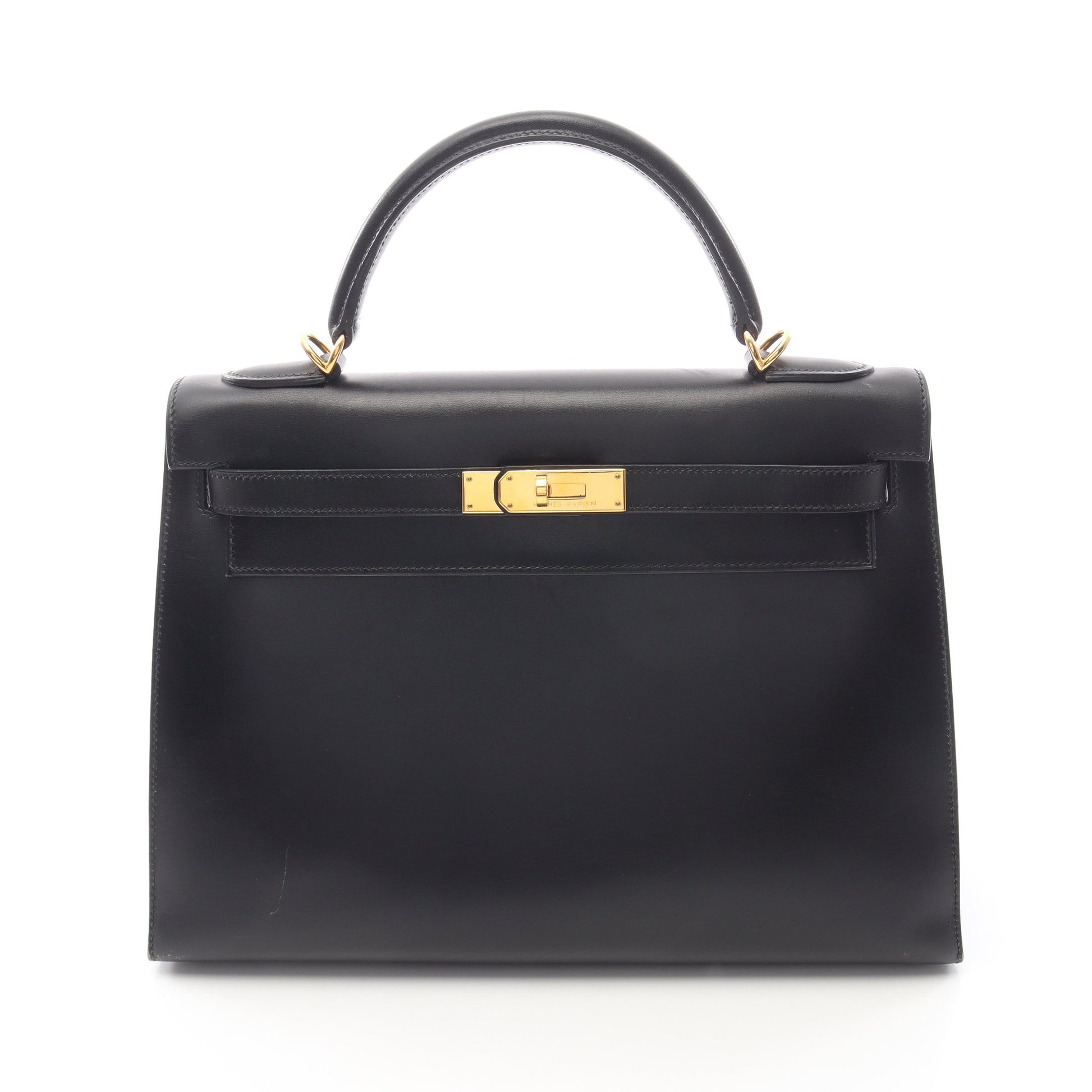ケリー32 2WAY ハンドバッグ ボックスカーフ ブラック ゴールド金具 □D刻印 エルメス バッグ HERMES