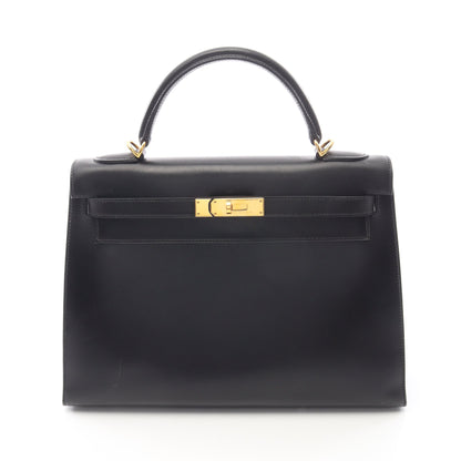 ケリー32 2WAY ハンドバッグ ボックスカーフ ブラック ゴールド金具 □D刻印 エルメス バッグ HERMES