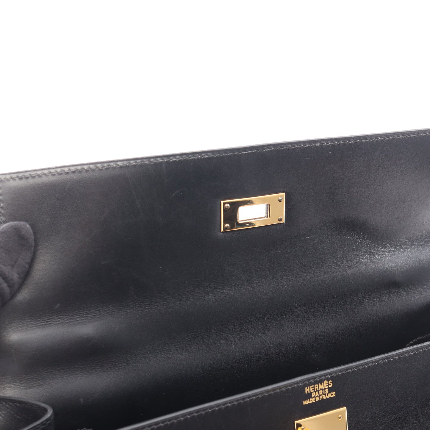 ケリー32 2WAY ハンドバッグ ボックスカーフ ブラック ゴールド金具 □D刻印 エルメス バッグ HERMES