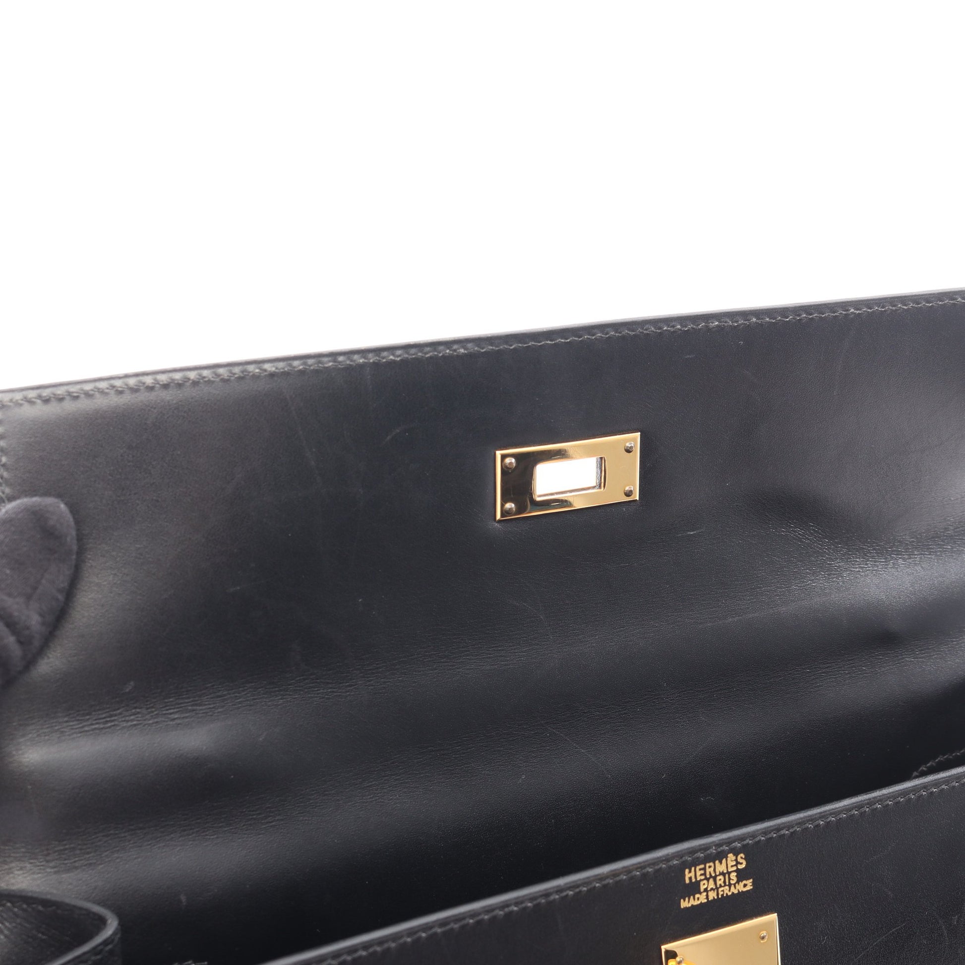 ケリー32 2WAY ハンドバッグ ボックスカーフ ブラック ゴールド金具 □D刻印 エルメス バッグ HERMES