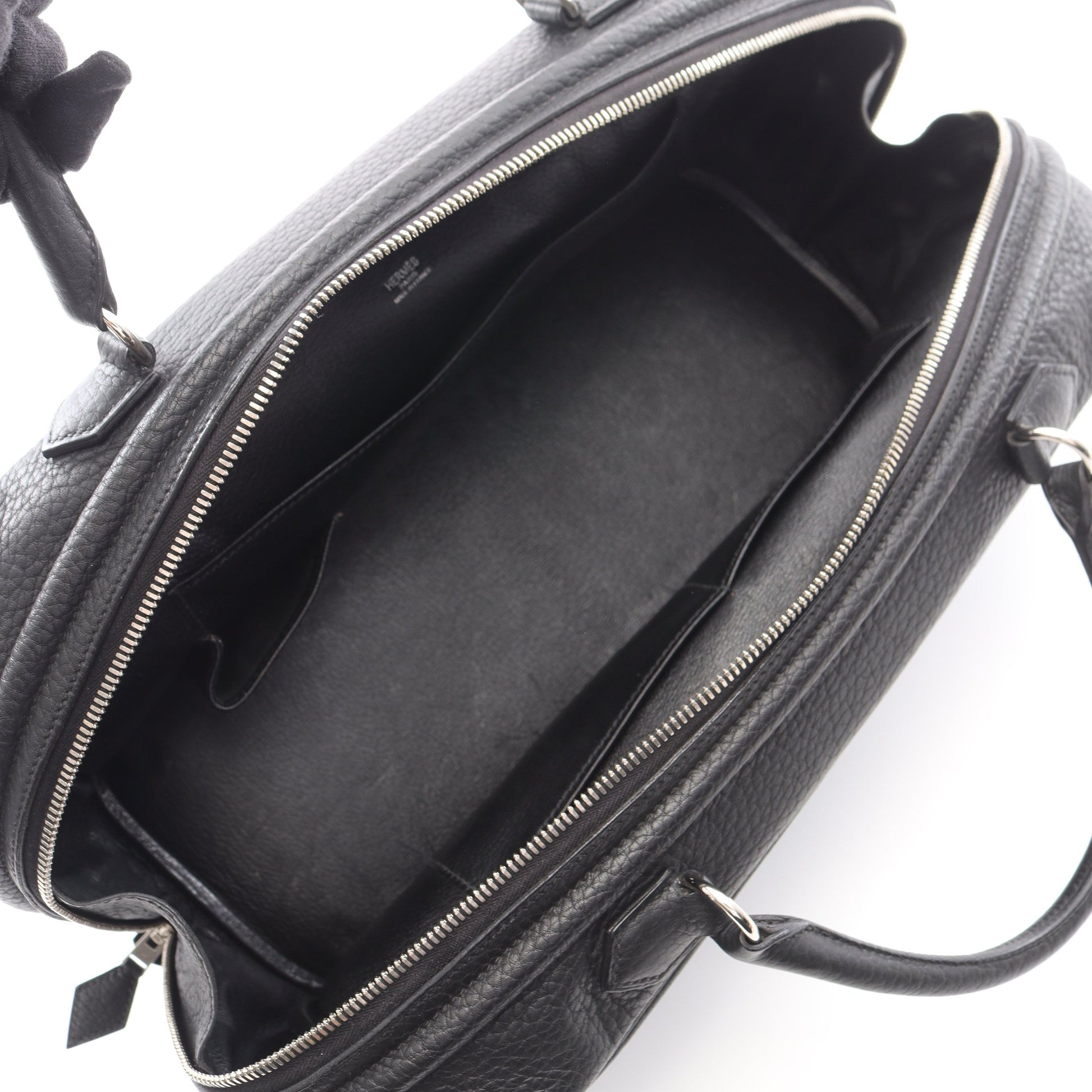 サック アンヴィ36 ブラック ハンドバッグ フィヨルド ブラック シルバー金具 □J刻印 エルメス バッグ HERMES