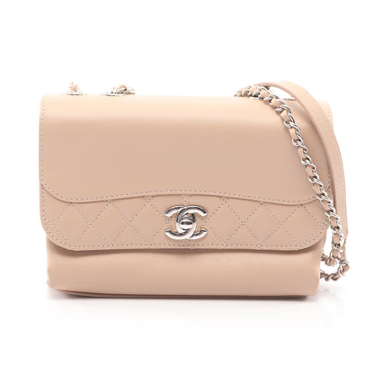 マトラッセ Wチェーンショルダーバッグ ラムスキン ベージュ シルバー金具 シャネル バッグ CHANEL