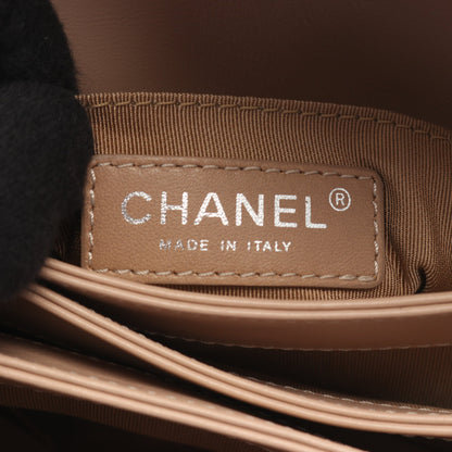 マトラッセ Wチェーンショルダーバッグ ラムスキン ベージュ シルバー金具 シャネル バッグ CHANEL