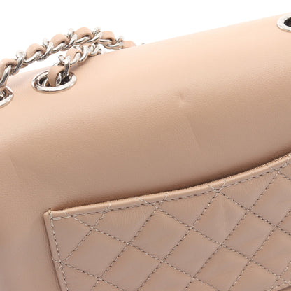 マトラッセ Wチェーンショルダーバッグ ラムスキン ベージュ シルバー金具 シャネル バッグ CHANEL