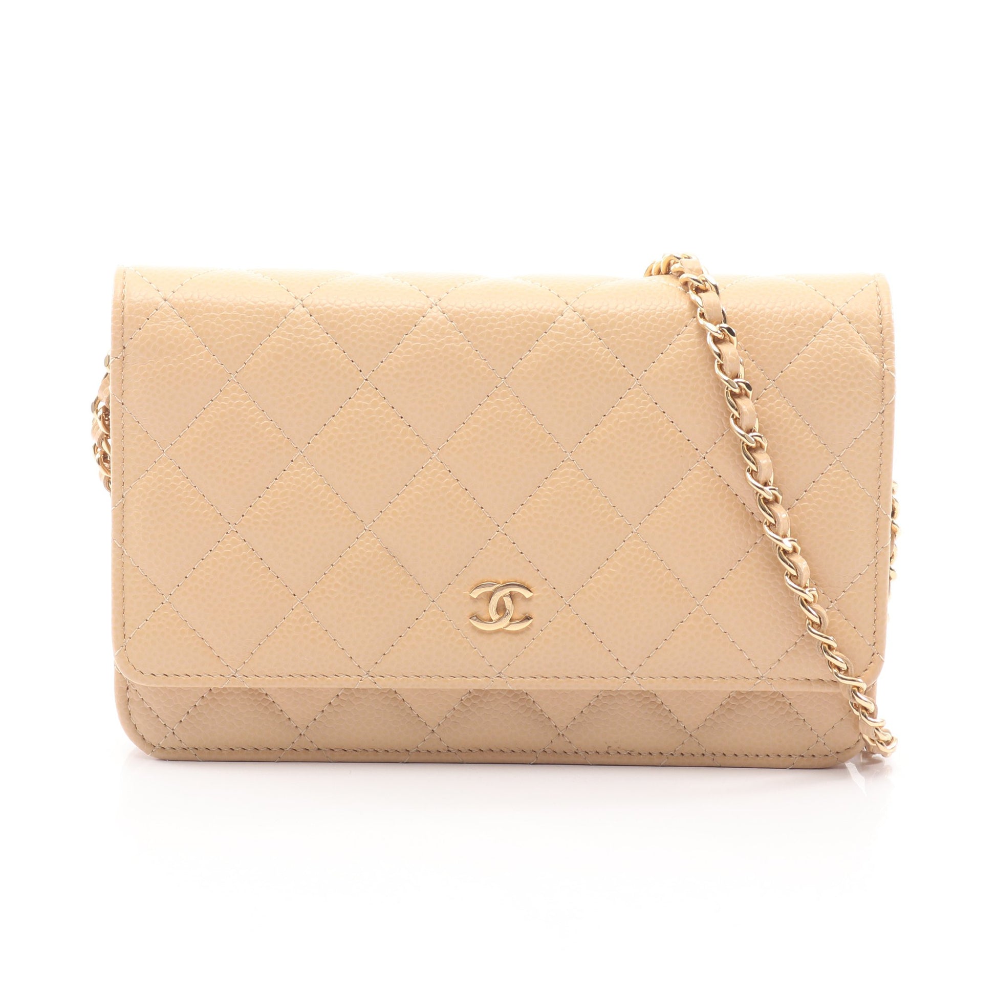 マトラッセ チェーンウォレット キャビアスキン ベージュ ゴールド金具 シャネル バッグ CHANEL