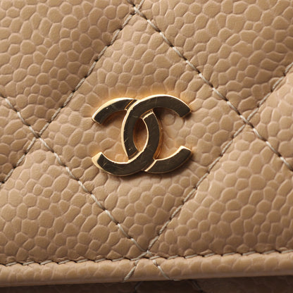マトラッセ チェーンウォレット キャビアスキン ベージュ ゴールド金具 シャネル バッグ CHANEL