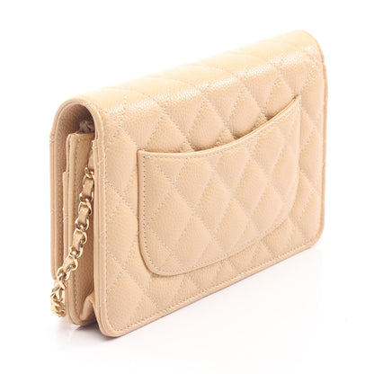 マトラッセ チェーンウォレット キャビアスキン ベージュ ゴールド金具 シャネル バッグ CHANEL