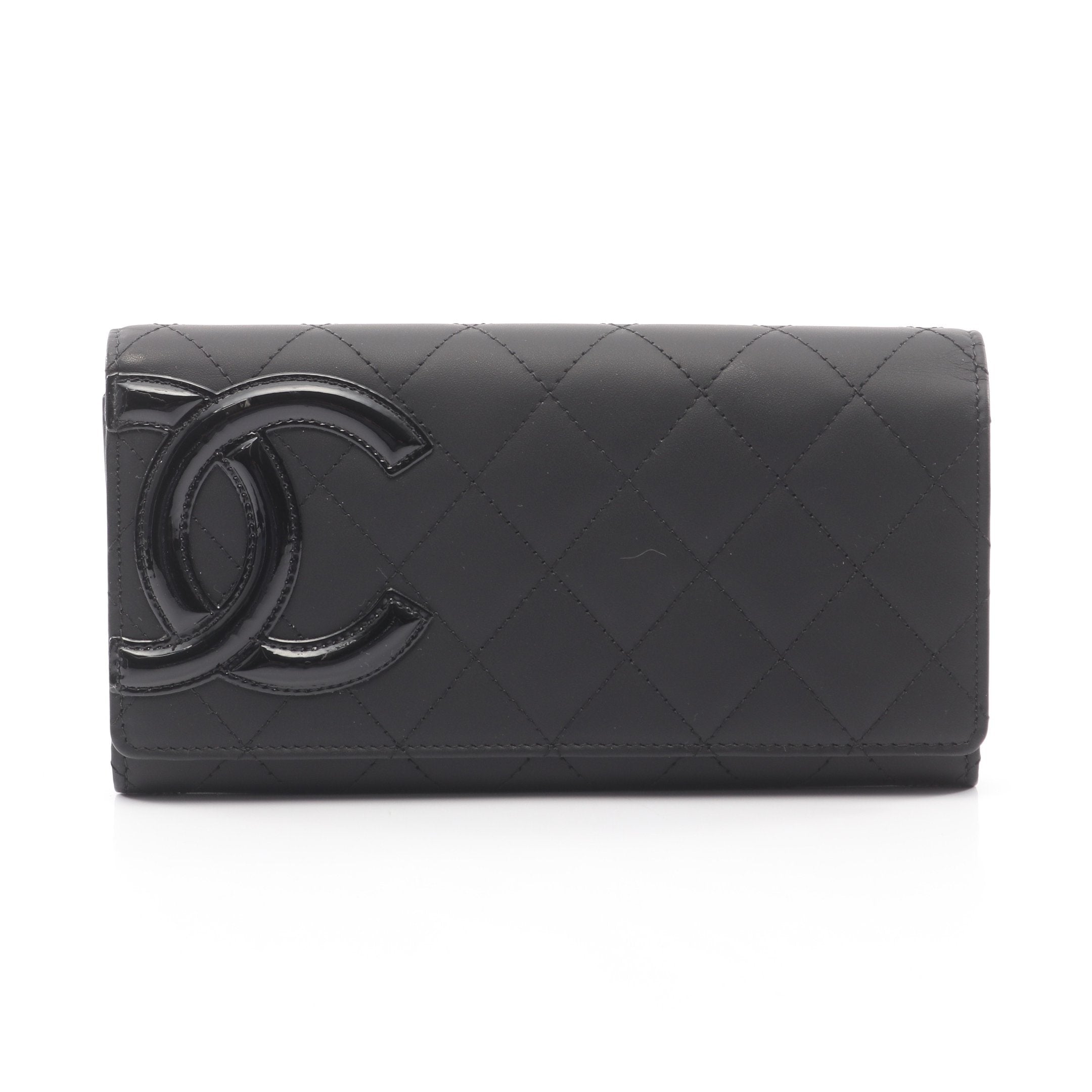 アウトレット価格 通販 CHANEL カンボンライン 長財布 BLACK×BLACK