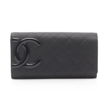 カンボンライン 二つ折り長財布 レザー エナメルレザー ブラック シルバー金具 シャネル 財布・小物 CHANEL