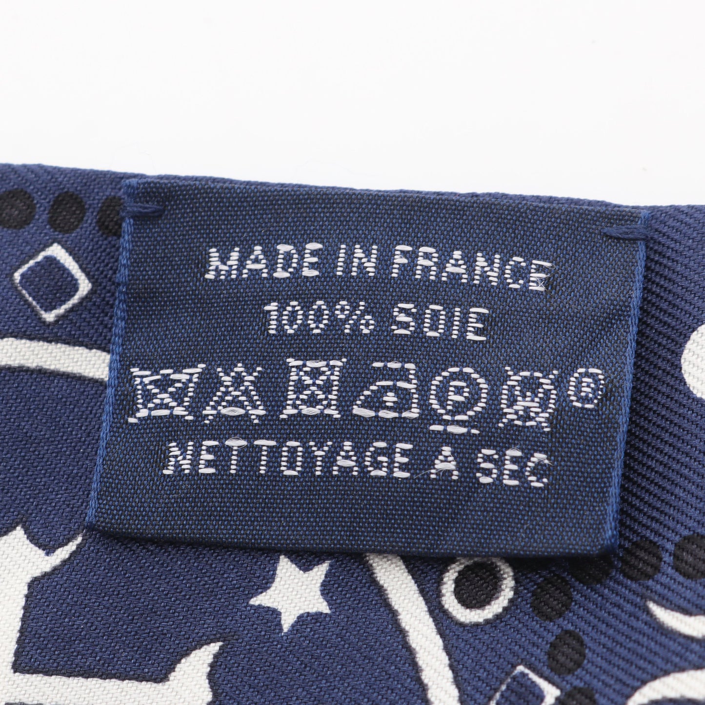 ツイリー Entre Ciel et mer Bandana リボン スカーフ シルク ネイビー ホワイト ブラック エルメス 財布・小物 HERMES