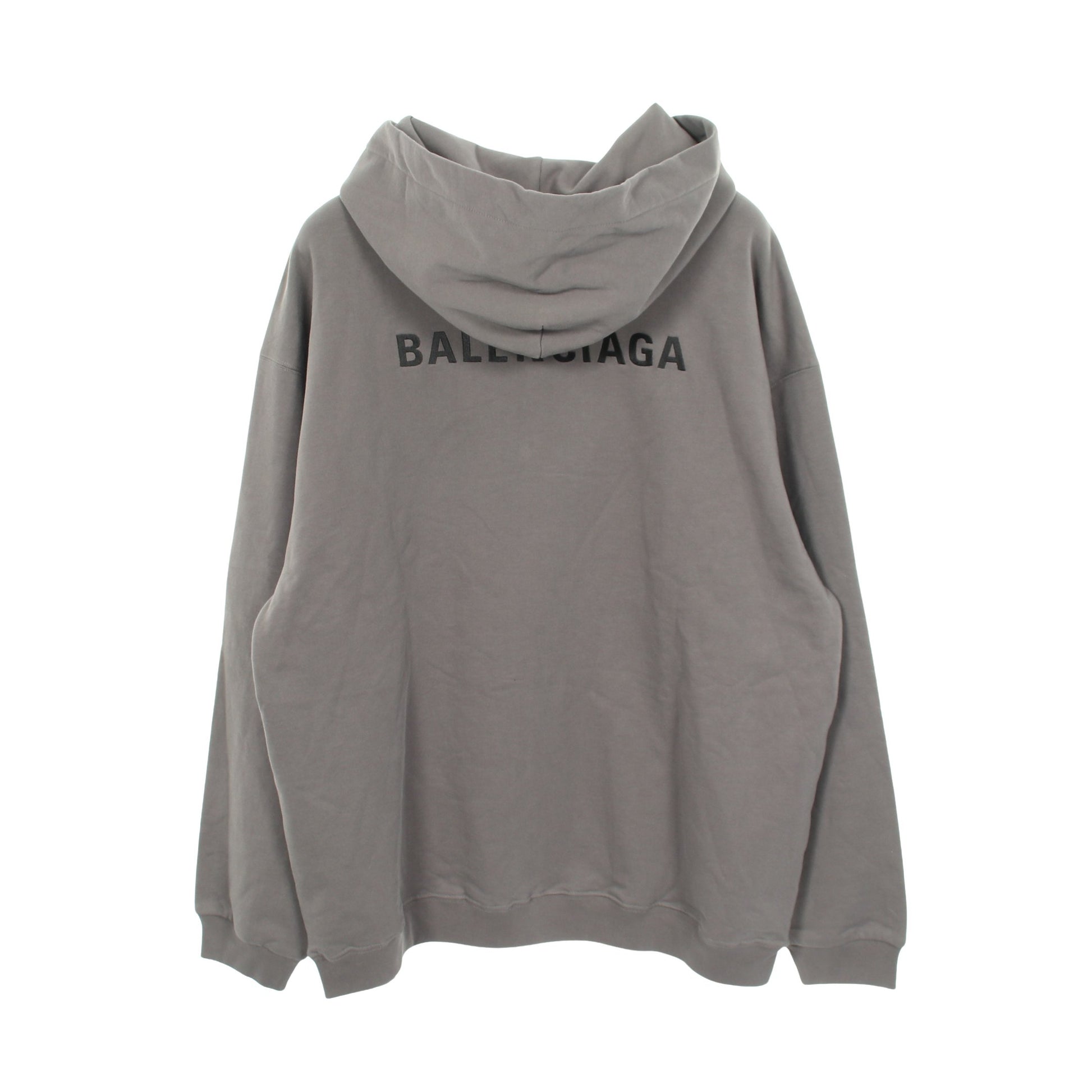 ロゴ刺繍 プルオーバーパーカー コットン グレー バレンシアガ トップス BALENCIAGA