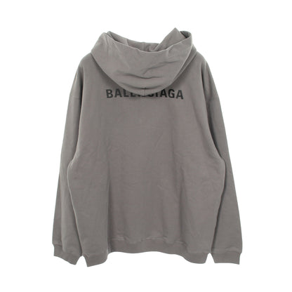 ロゴ刺繍 プルオーバーパーカー コットン グレー バレンシアガ トップス BALENCIAGA