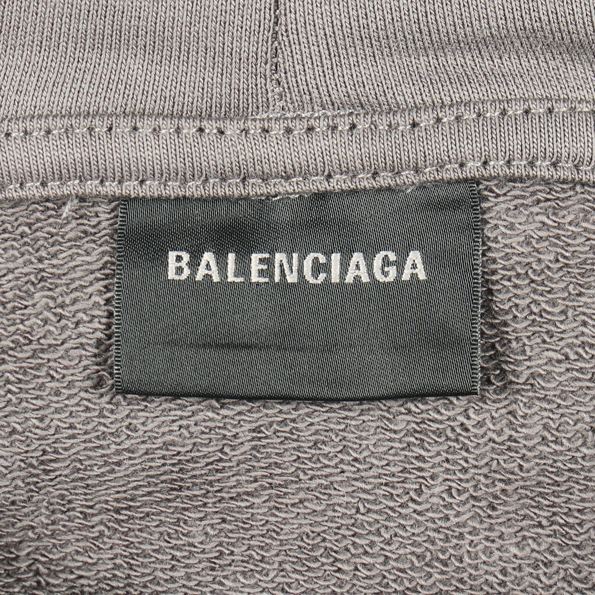ロゴ刺繍 プルオーバーパーカー コットン グレー バレンシアガ トップス BALENCIAGA