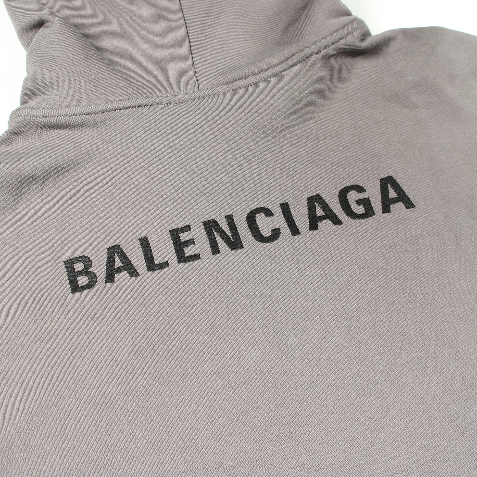 ロゴ刺繍 プルオーバーパーカー コットン グレー バレンシアガ トップス BALENCIAGA