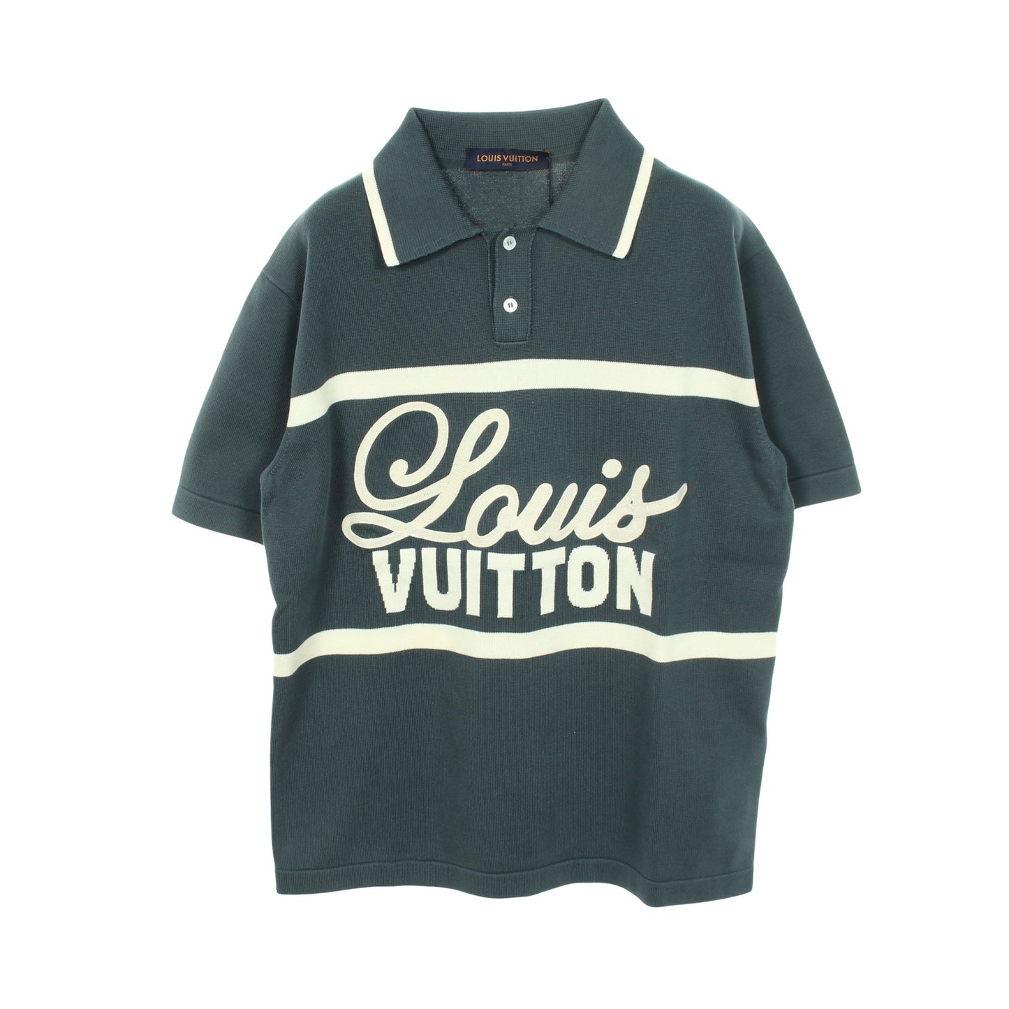 ヴィンテージサイクリング ポロシャツ コットン ブルーグリーン オフホワイト ルイヴィトン トップス LOUIS VUITTON