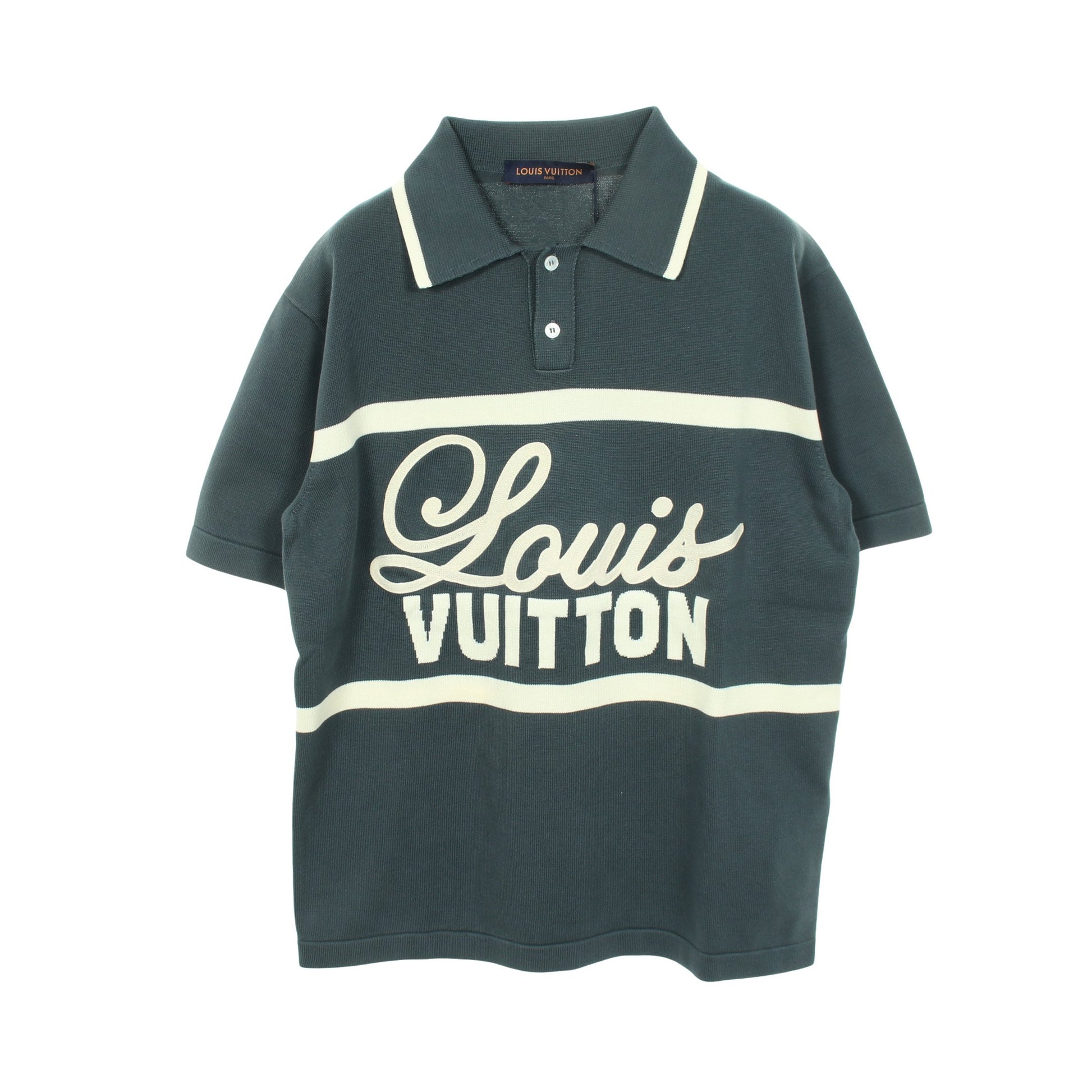 ヴィンテージサイクリング ポロシャツ コットン ブルーグリーン オフホワイト ルイヴィトン トップス LOUIS VUITTON