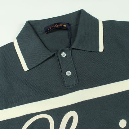 ヴィンテージサイクリング ポロシャツ コットン ブルーグリーン オフホワイト ルイヴィトン トップス LOUIS VUITTON
