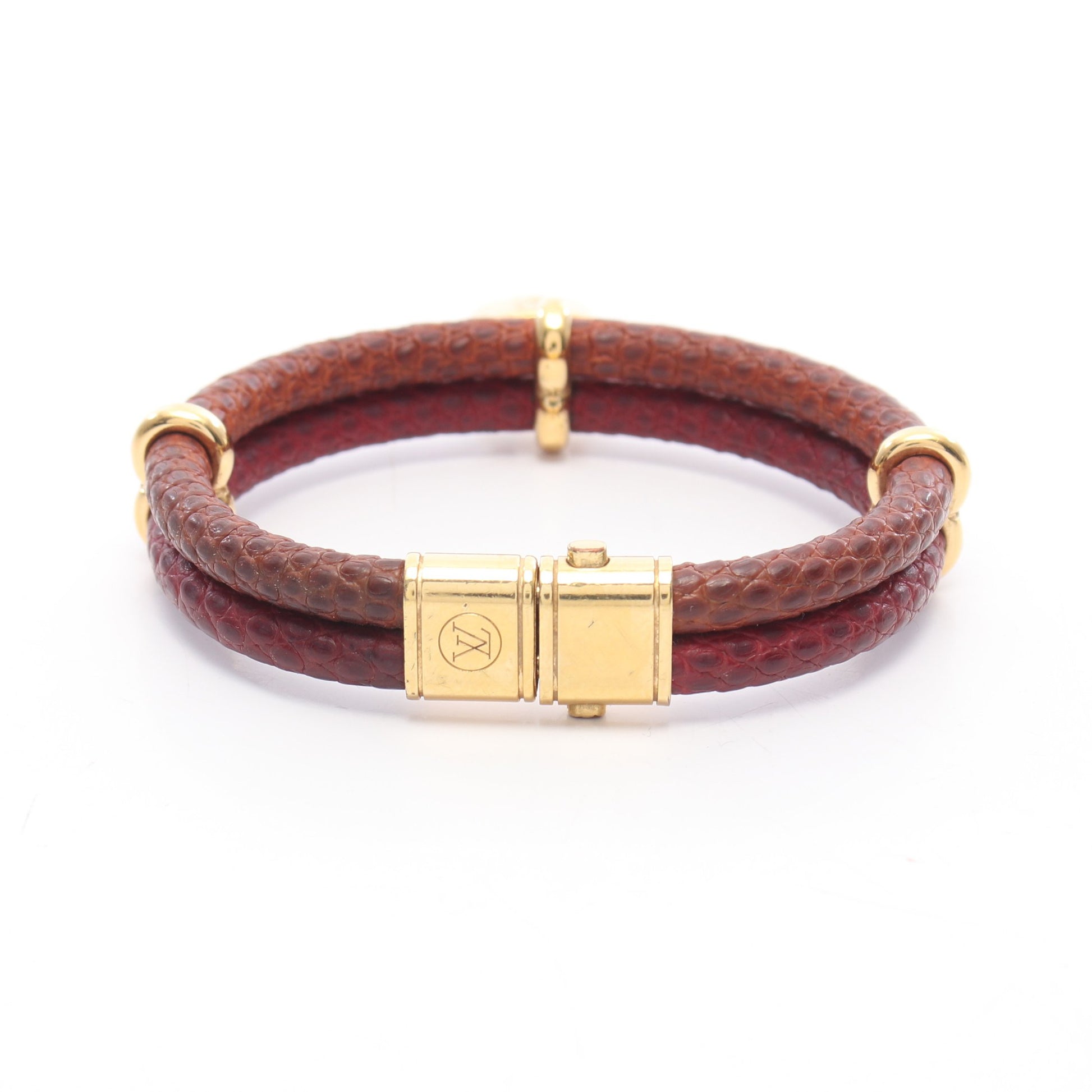 ブラスレ キープイット トゥワイス ブレスレット リザード GP ブラウン ボルドー ゴールド ルイヴィトン アクセサリー LOUIS VUITTON