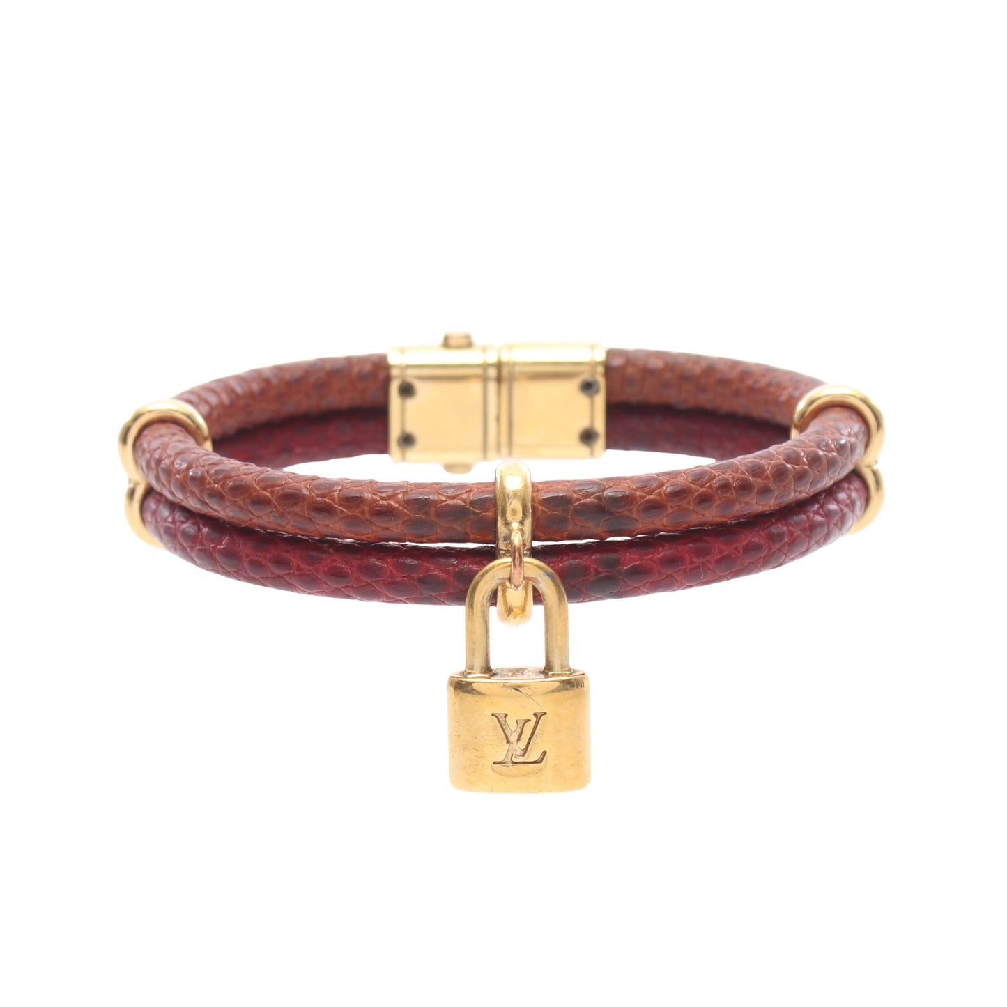 ブラスレ キープイット トゥワイス ブレスレット リザード GP ブラウン ボルドー ゴールド ルイヴィトン アクセサリー LOUIS VUITTON