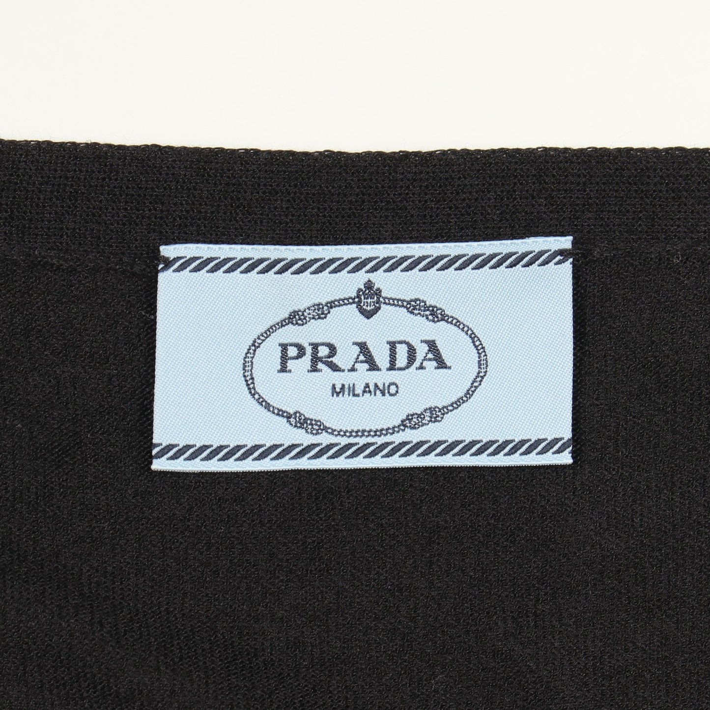 ロゴ Vネック カーディガン シルク コットン ブラック プラダ トップス PRADA