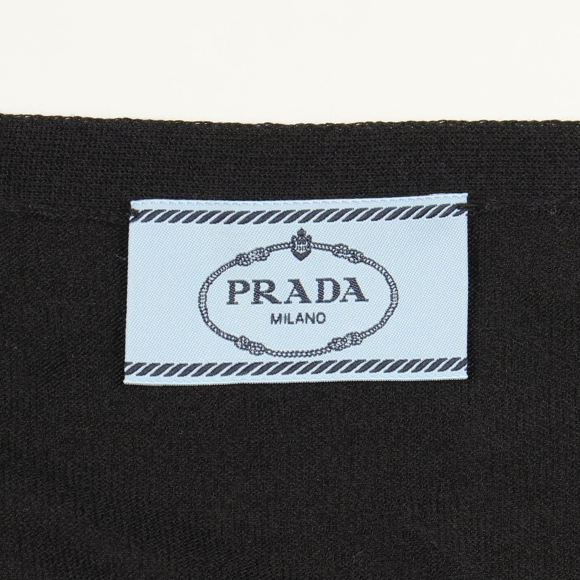ロゴ Vネック カーディガン シルク コットン ブラック プラダ トップス PRADA