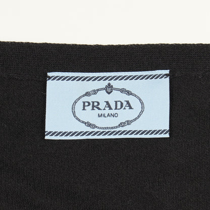 ロゴ Vネック カーディガン シルク コットン ブラック プラダ トップス PRADA