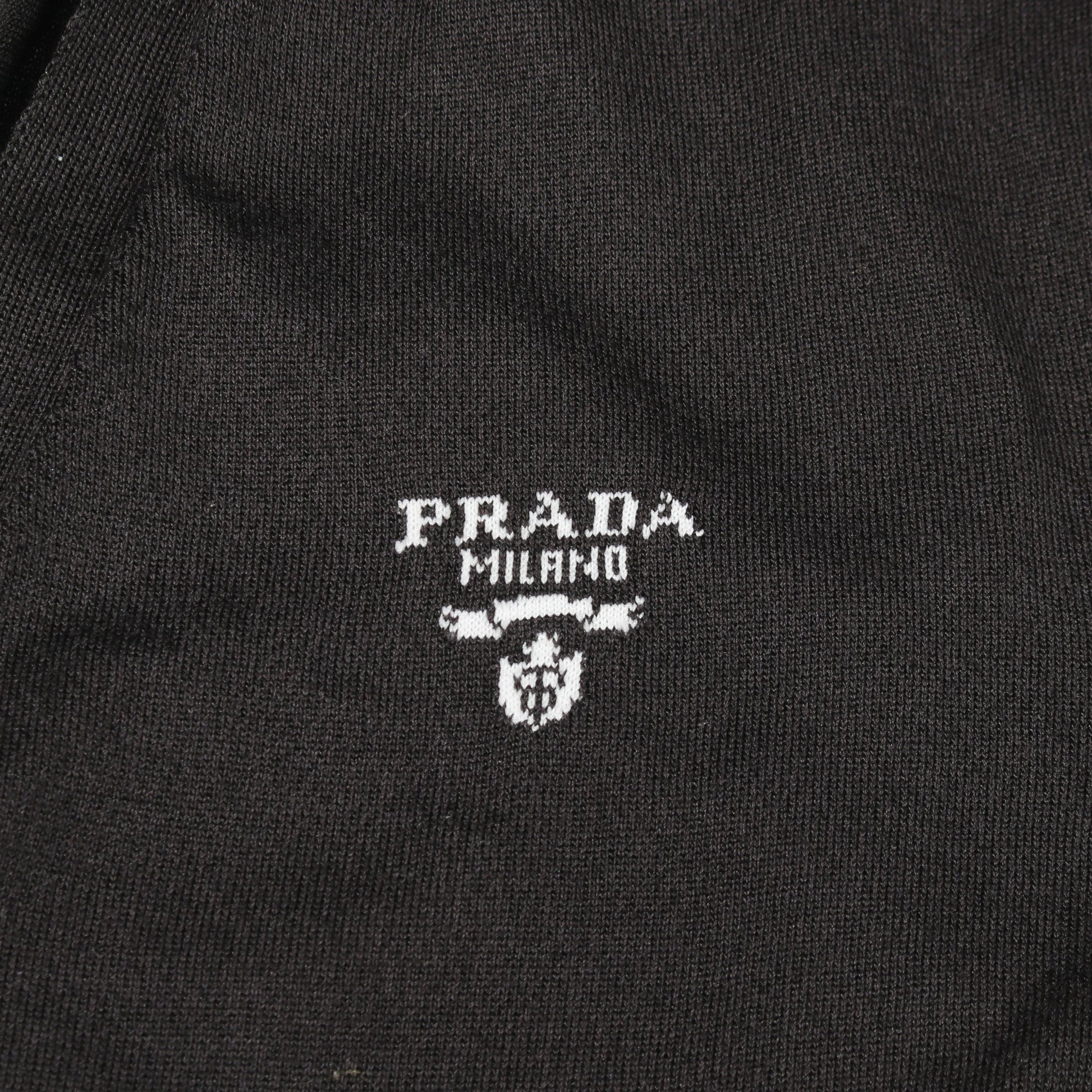 ロゴ Vネック カーディガン シルク コットン ブラック プラダ トップス PRADA