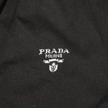 ロゴ Vネック カーディガン シルク コットン ブラック プラダ トップス PRADA