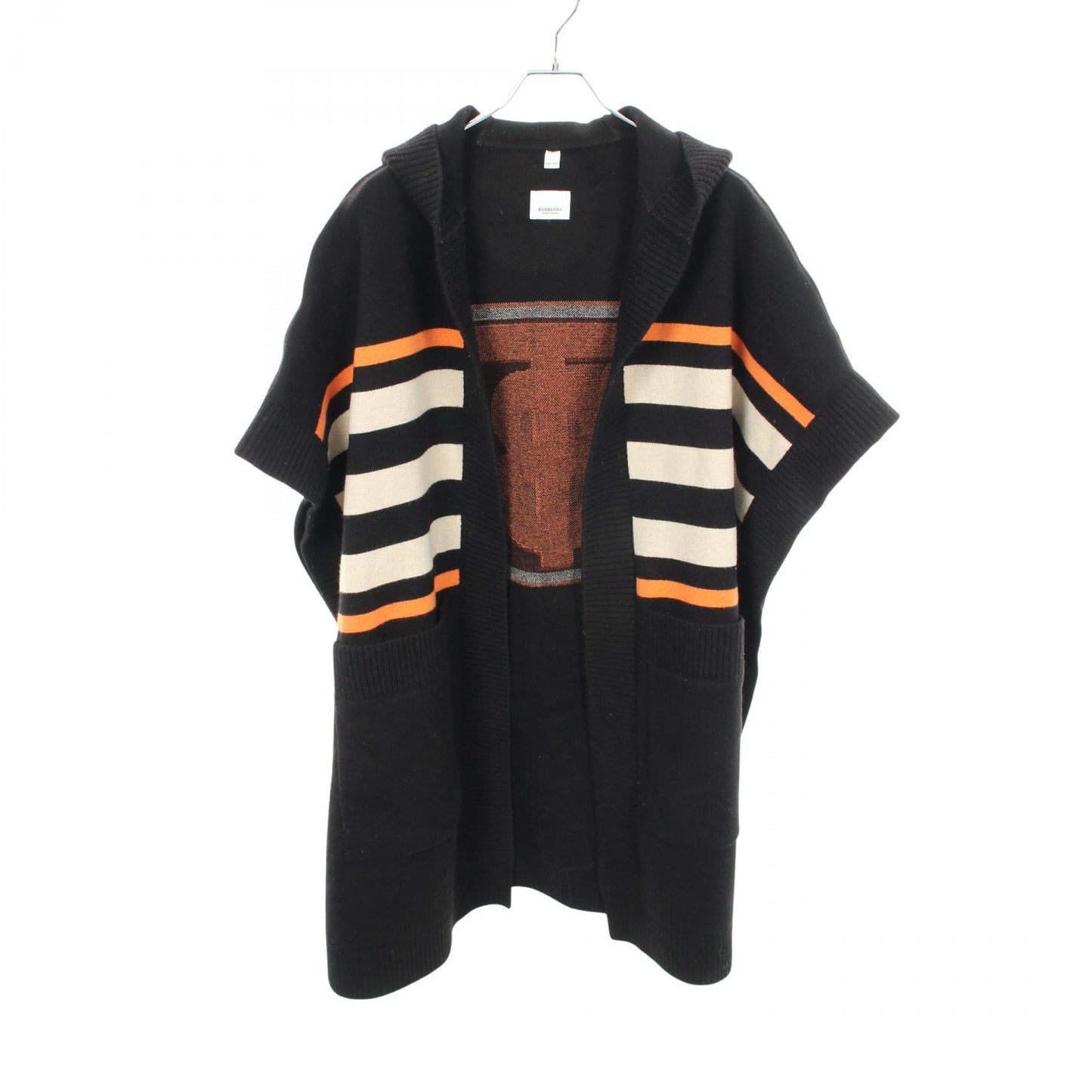 TBロゴ フード付き ポンチョ ウール カシミヤ ブラック オレンジ アイボリー バーバリー アウター BURBERRY
