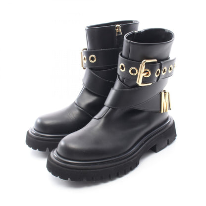 ロゴ ショート ブーツ レザー ブラック モスキーノ シューズ MOSCHINO