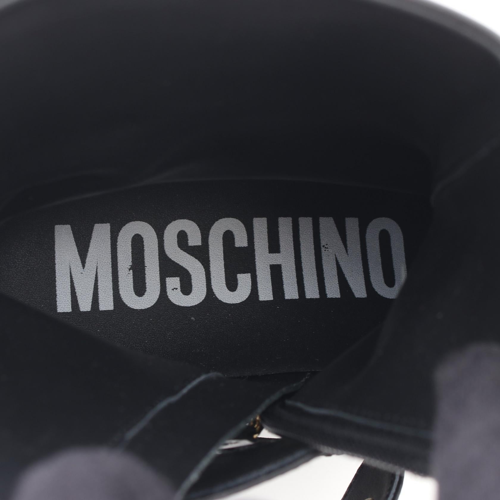 ロゴ ショート ブーツ レザー ブラック モスキーノ シューズ MOSCHINO