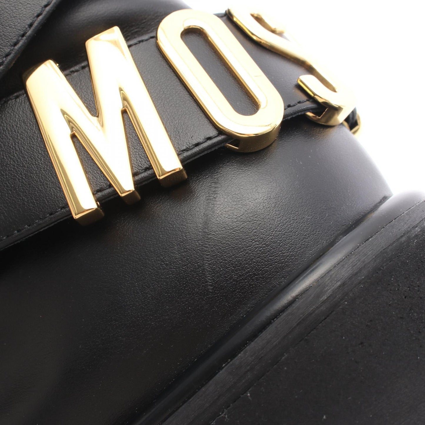 ロゴ ショート ブーツ レザー ブラック モスキーノ シューズ MOSCHINO