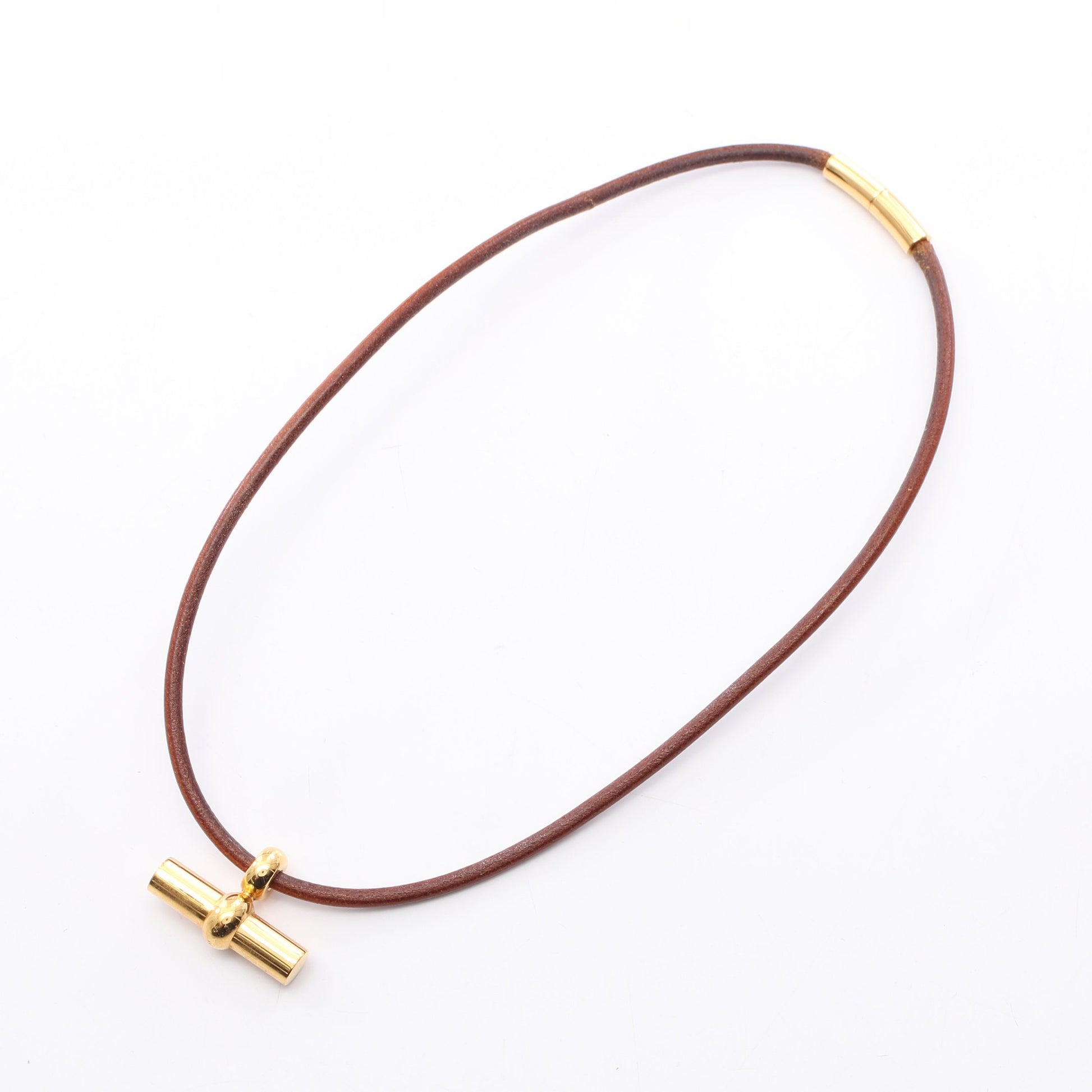 グレナン チョーカー GP レザー ブラウン ゴールド エルメス アクセサリー HERMES