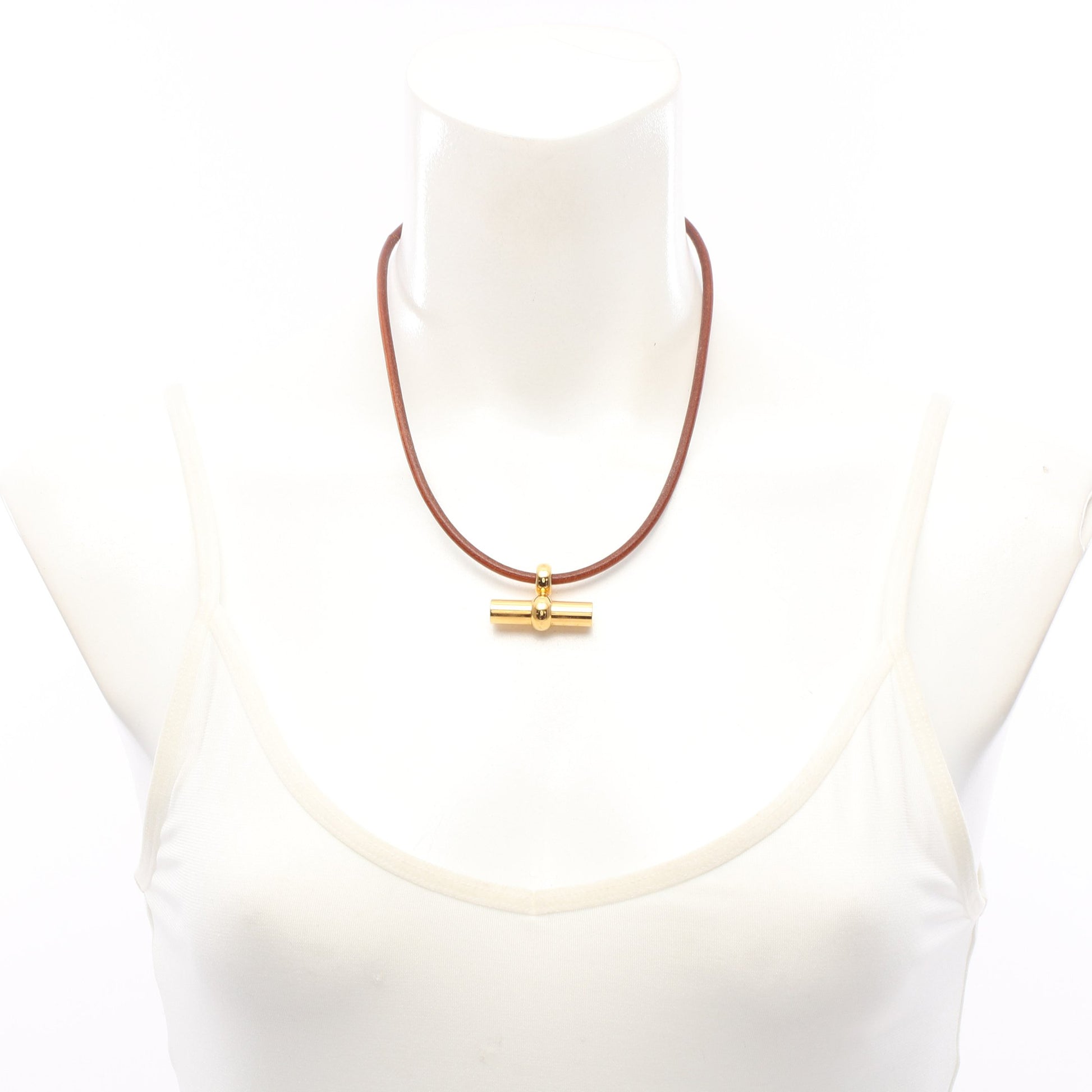 グレナン チョーカー GP レザー ブラウン ゴールド エルメス アクセサリー HERMES