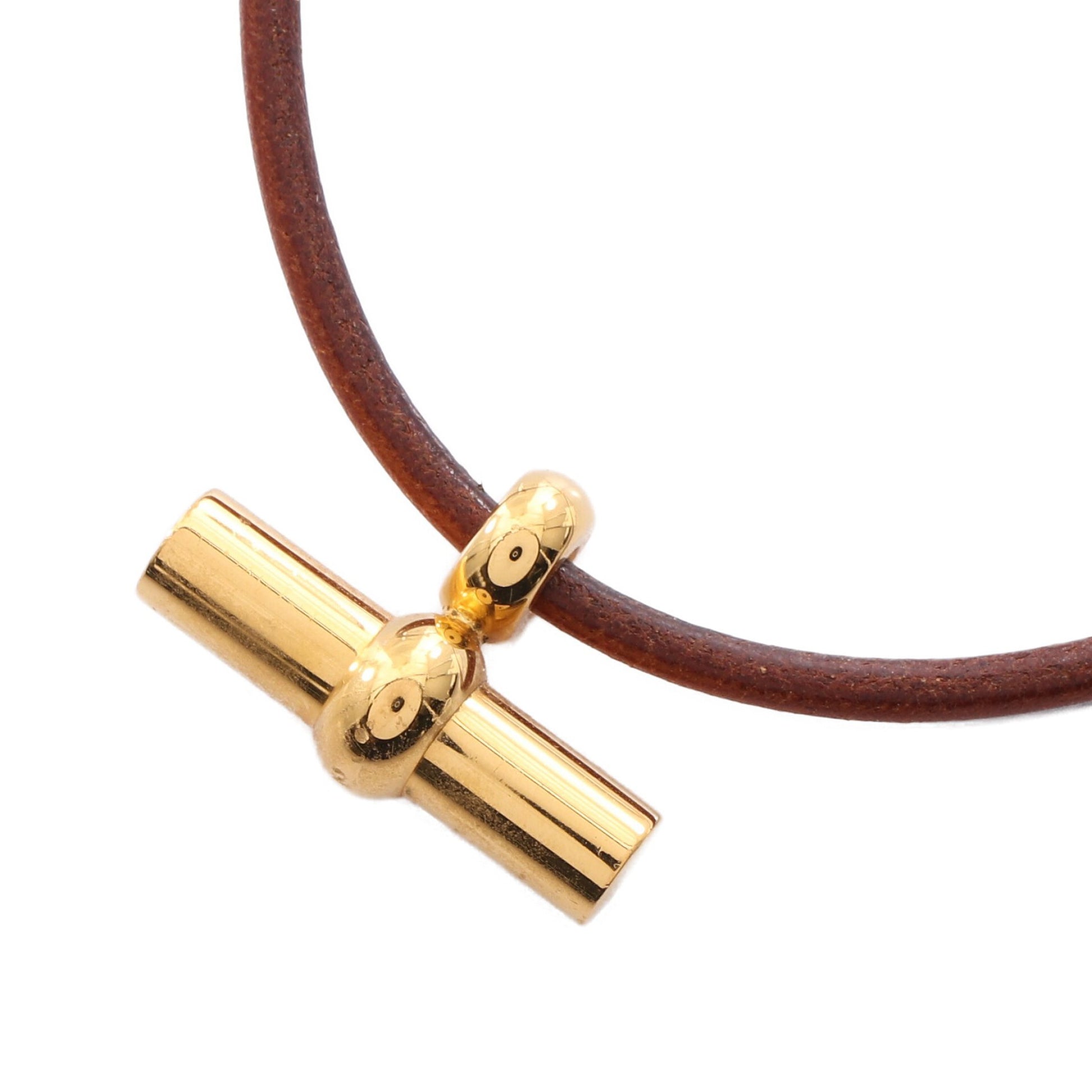グレナン チョーカー GP レザー ブラウン ゴールド エルメス アクセサリー HERMES